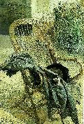 Carl Larsson korgstol med kladesplagg painting